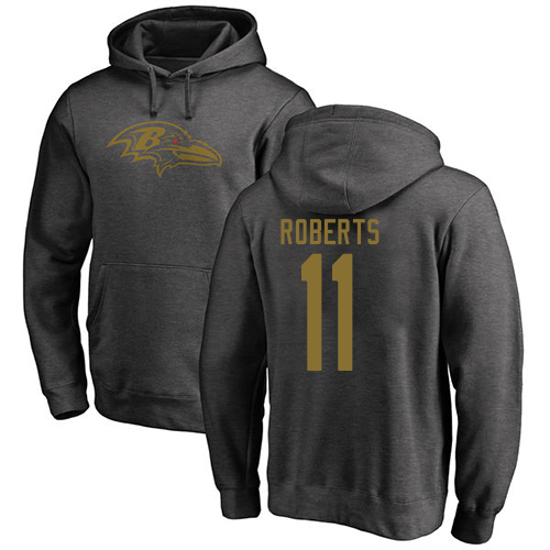 Men Baltimore Ravens Ash Seth Roberts One Color NFL Football #11 Pullover Hoodie Sweatshirt->baltimore ravens->NFL Jersey